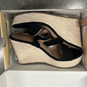 Black Wedge Espadrille Sandals